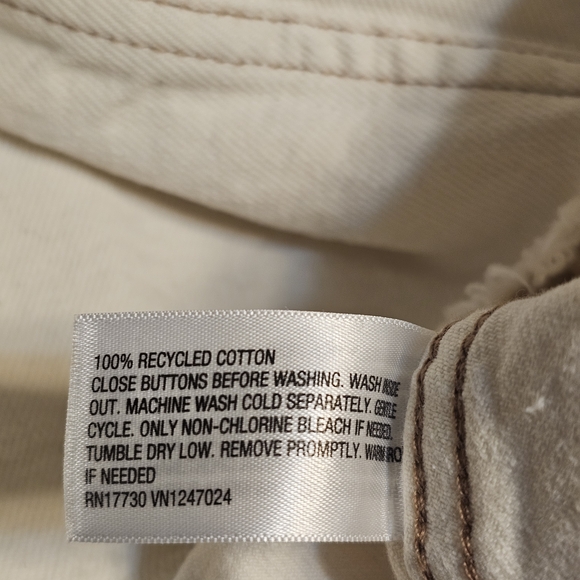 Wild Fable Cropped Raw Hem Denim Trucker Jacket Off White Ladies Large - Picture 5 of 6